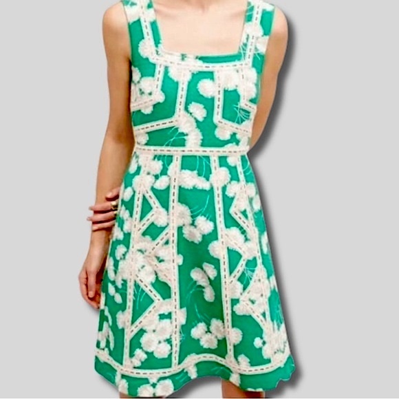 Anthropologie MAEVE Boho Green Floral Dress Sz. 8 - Picture 3 of 13